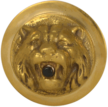 Load image into Gallery viewer, Lion&#39;s Head Doorbell Button In Solid Brass (Polished Brass Finish)