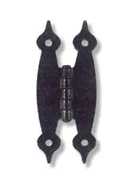 3 1/2 Inch Metal Hinges: Pair of Black Hammered Metal Hinges - H Type (Flush Finish)