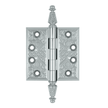 Load image into Gallery viewer, 3 1/2 X 3 1/2 Inch Solid Brass Ornate Finial Style Hinge Chrome Finish