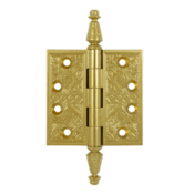 Load image into Gallery viewer, 3 1/2 X 3 1/2 Inch Solid Brass Ornate Finial Style Hinge (PVD Finish)