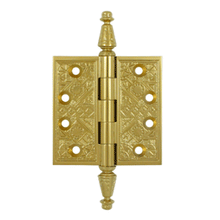 Load image into Gallery viewer, 3 1/2 X 3 1/2 Inch Solid Brass Ornate Finial Style Hinge (PVD Finish)