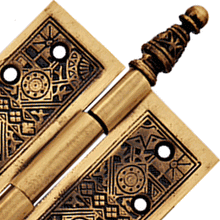 Load image into Gallery viewer, 3 1/2 x 3 1/2 Inch Victorian Steeple Tip Style Hinge (Antique Brass Finish)