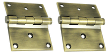 Load image into Gallery viewer, 3 x 3 1/2 Inch Solid Brass Half Surface Hinge (Antique Brass Finish)