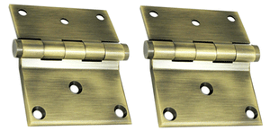 3 x 3 1/2 Inch Solid Brass Half Surface Hinge (Antique Brass Finish)