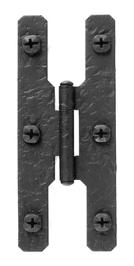 4 1/2 Inch Cast Iron H Hinge: Pair of Black Matte Iron Hinges (Flush Finish)