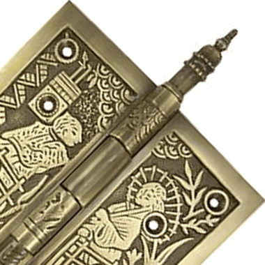 4 1/2 x 4 1/2 Inch Japanesque Style Ornate Solid Brass Hinge (Antique Brass Finish)