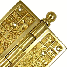 Load image into Gallery viewer, 4 x 4 Inch Ball Tipped Victorian Solid Brass Hinge (Polished Brass)