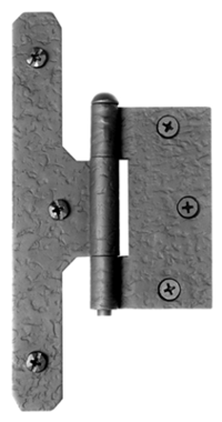 7 Inch Cast Iron Half H Hinge: Pair of Black Matte Iron Hinges (Flush Finish)