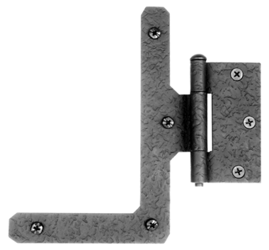 7 Inch Cast Iron Half L Hinge: Pair of Black Matte Iron Hinges (Flush Finish)