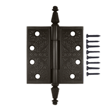 Load image into Gallery viewer, 4 X 4 Inch Solid Brass Ornate Finial Style Hinge (Oil Rubbed Bronze)