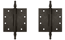 Load image into Gallery viewer, 4 1/2 X 4 1/2 Inch Solid Brass Ornate Finial Style Hinge (Oil Rubbed Bronze Finish)
