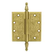 Load image into Gallery viewer, 4 1/2 X 4 1/2 Inch Solid Brass Ornate Finial Style Hinge (PVD Polished Brass Finish)