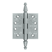 Load image into Gallery viewer, 3 1/2 X 3 1/2 Inch Solid Brass Ornate Finial Style Hinge (Brushed Chrome Finish)