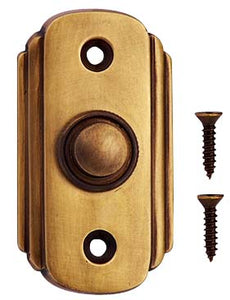 2 1/2 Inch Solid Brass Art Deco Doorbell Button (Antique Brass Finish)