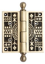 Load image into Gallery viewer, 3 1/2 x 3 1/2 Inch Ball Tipped Victorian Solid Brass Hinge (Antique Brass Finish)