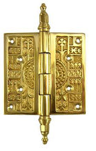 Load image into Gallery viewer, 3 1/2 x 3 1/2 Inch Steeple Tipped Victorian Solid Brass Hinge (Polished Brass Finish)