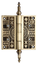 Load image into Gallery viewer, 3 1/2 x 3 1/2 Inch Steeple Tipped Victorian Solid Brass Hinge (Antique Brass Finish)