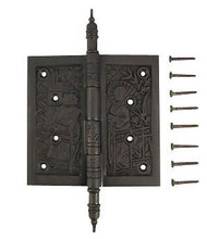 Load image into Gallery viewer, 4 1/2 x 4 1/2 Inch Japanesque Style Ornate Solid Brass Hinge (Oil Rubbed Bronze Finish)