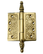 3 1/2 x 3 1/2 Inch Victorian Steeple Tip Style Hinge (Polished Brass)