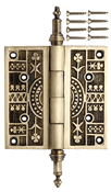 3 1/2 x 3 1/2 Inch Steeple Tipped Victorian Solid Brass Hinge (Antique Brass Finish)