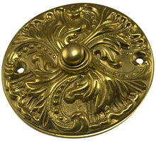 Load image into Gallery viewer, Solid Brass Romanesque Doorbell Push (Polished Brass Finish)