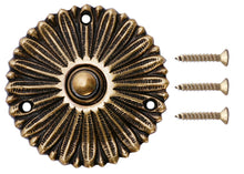 Load image into Gallery viewer, Solid Brass Antique Flower Doorbell Push (Antique Brass Finish)