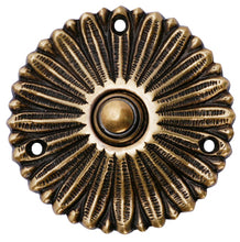 Load image into Gallery viewer, Solid Brass Antique Flower Doorbell Push (Antique Brass Finish)