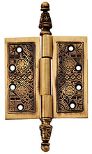 Load image into Gallery viewer, 3 1/2 x 3 1/2 Inch Victorian Steeple Tip Style Hinge (Antique Brass Finish)
