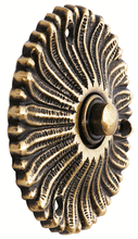 Load image into Gallery viewer, Solid Brass Antique Flower Doorbell Push (Antique Brass Finish)