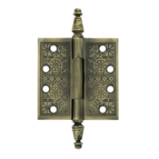 Load image into Gallery viewer, 4 X 4 Inch Solid Brass Ornate Finial Style Hinge Antique Brass Finish