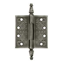 Load image into Gallery viewer, 4 X 4 Inch Solid Brass Ornate Finial Style Hinge Antique Nickel Finish