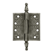 Load image into Gallery viewer, 4 X 4 Inch Solid Brass Ornate Finial Style Hinge Antique Nickel Finish