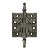 Load image into Gallery viewer, 3 1/2 X 3 1/2 Inch Solid Brass Ornate Finial Style Hinge (Antique Nickel Finish)