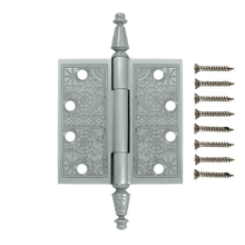 Load image into Gallery viewer, 4 X 4 Inch Solid Brass Ornate Finial Style Hinge (Brushed Chrome Finish)