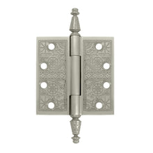 Load image into Gallery viewer, 4 X 4 Inch Solid Brass Ornate Finial Style Hinge (Brushed Nickel Finish)