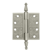 Load image into Gallery viewer, 4 X 4 Inch Solid Brass Ornate Finial Style Hinge (Brushed Nickel Finish)