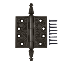 Load image into Gallery viewer, 3 1/2 X 3 1/2 Inch Solid Brass Ornate Finial Style Hinge (Oil Rubbed Bronze Finish)