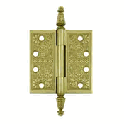 Load image into Gallery viewer, 4 X 4 Inch Solid Brass Ornate Finial Style Hinge Polished Brass Finish