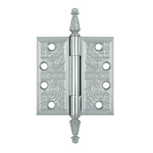 Load image into Gallery viewer, 4 X 4 Inch Solid Brass Ornate Finial Style Hinge (Polished Chrome Finish)