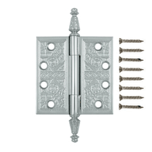 Load image into Gallery viewer, 4 X 4 Inch Solid Brass Ornate Finial Style Hinge (Polished Chrome Finish)