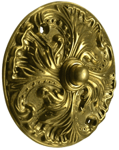 Load image into Gallery viewer, Solid Brass Romanesque Doorbell Push (Polished Brass Finish)