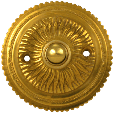 Sunburst Style Door Bell Push Button (Polished Brass Finish)